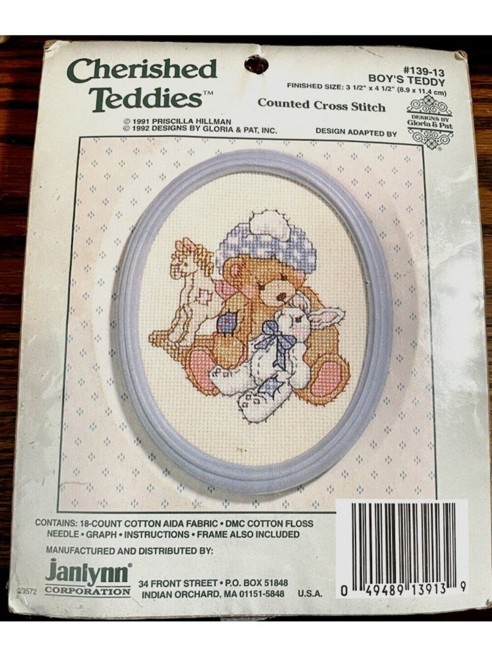 Janlynn Precious Boy's Teddy Rocking Horse and Rabbit Counted Cross Stitch Kit